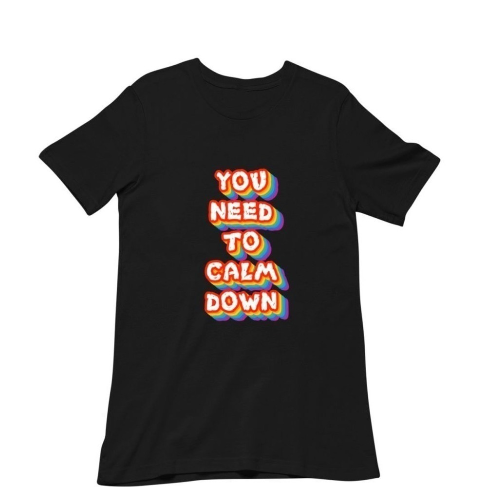 Calm Down Classic Minimal Meme Graphic Unisex T-Shirt